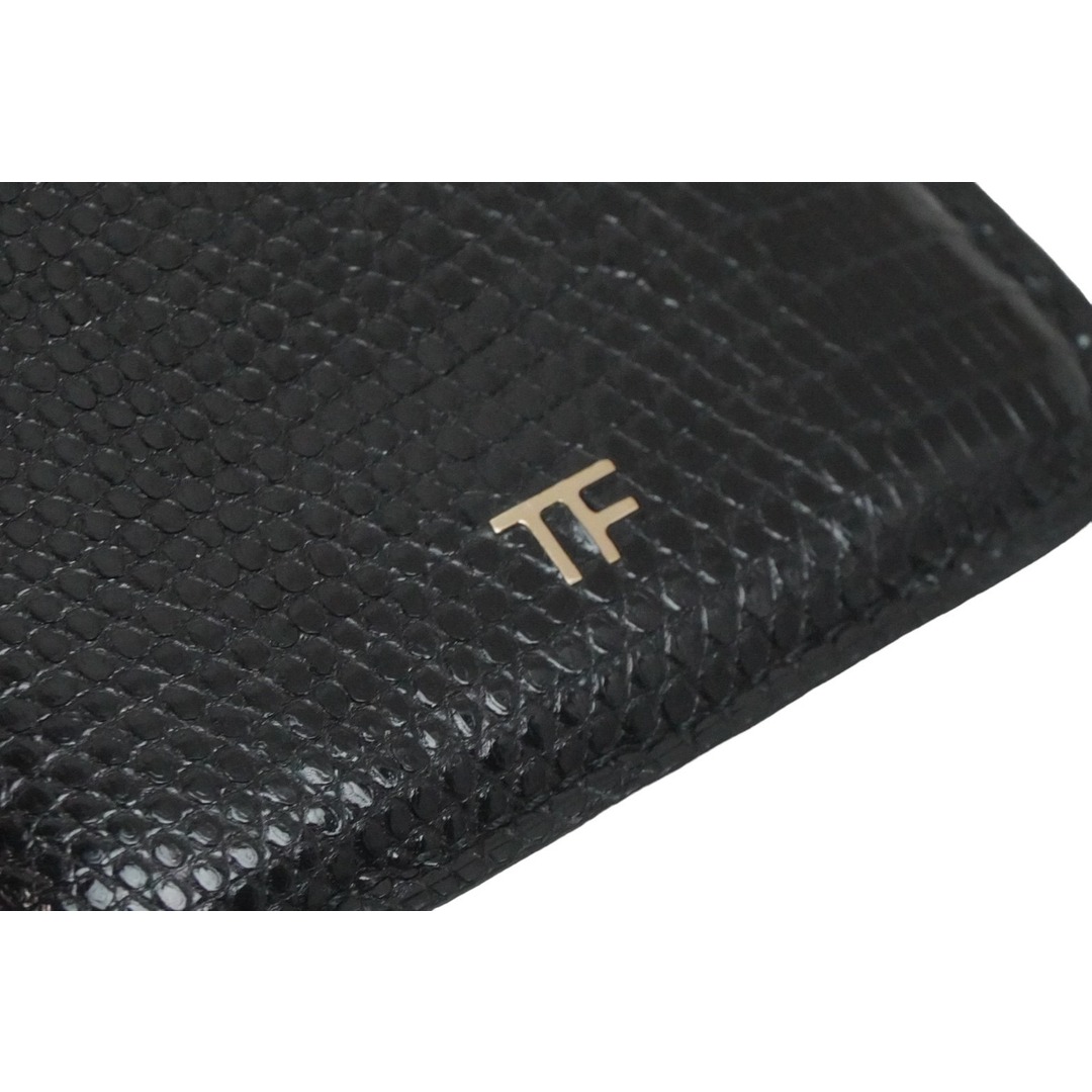 TOM FORD トムフォード カードケース 財布 ウォレット リザード レザー ブラック ゴールド 美品  55821