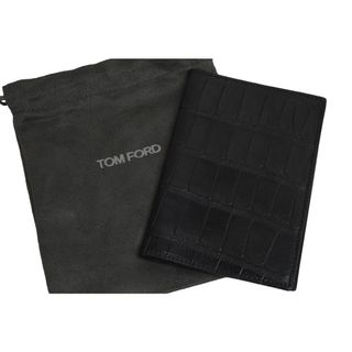 トムフォード(TOM FORD)のTom Ford トムフォード パスポートケース 小物 ブラック クロコ シルバーロゴ 美品 中古 55822(ウォレットチェーン)