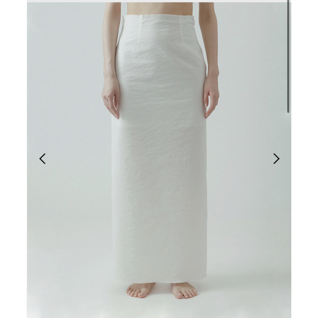 Adam et Rope'(アダムエロぺ)のyo biotop Sheer tight skirt / white 1 レディースのスカート(ロングスカート)の商品写真