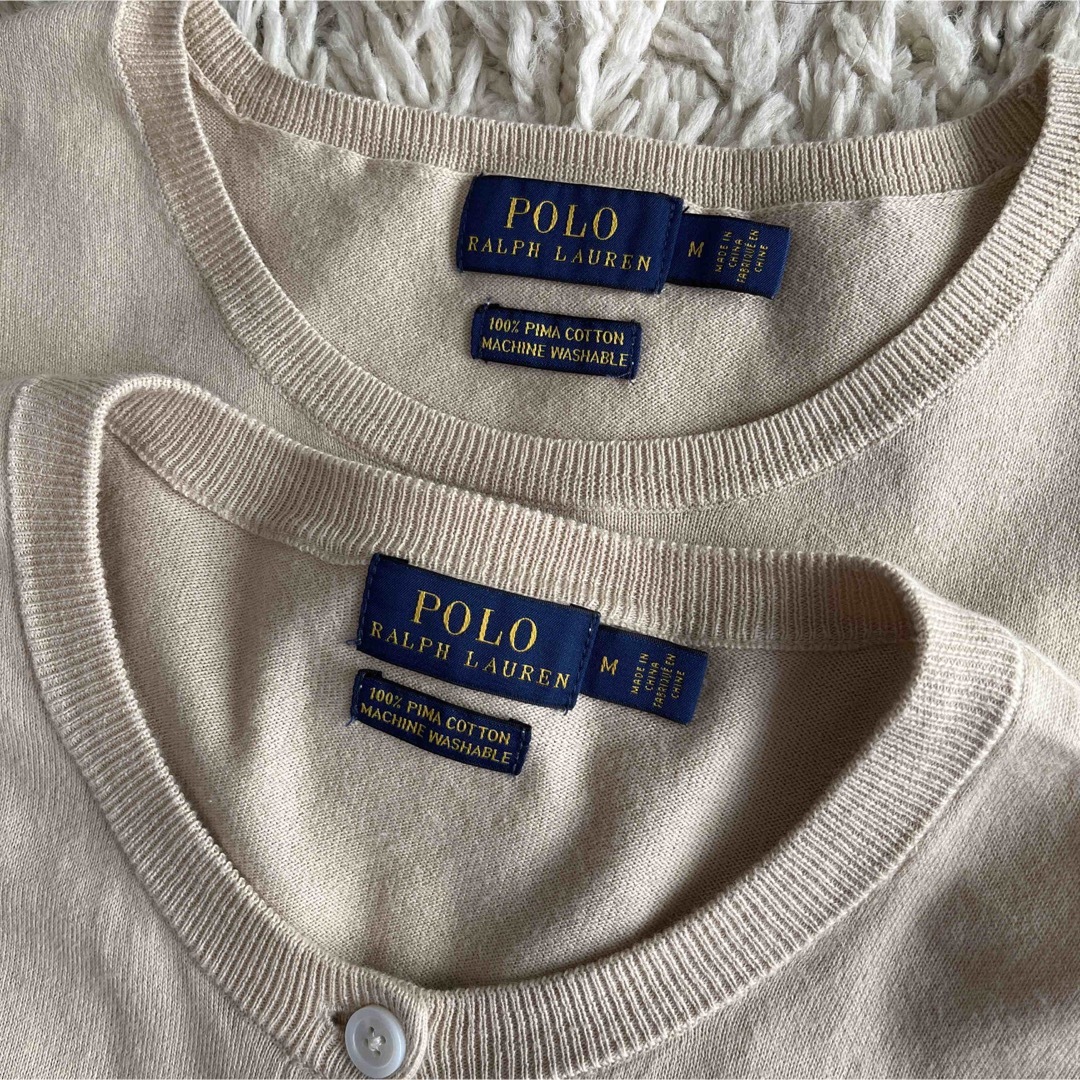 POLO RALPH LAUREN(ポロラルフローレン)のポロラルフローレン　ピマコットン　ニット　カーディガン　ベージュ　アンサンブル レディースのトップス(アンサンブル)の商品写真