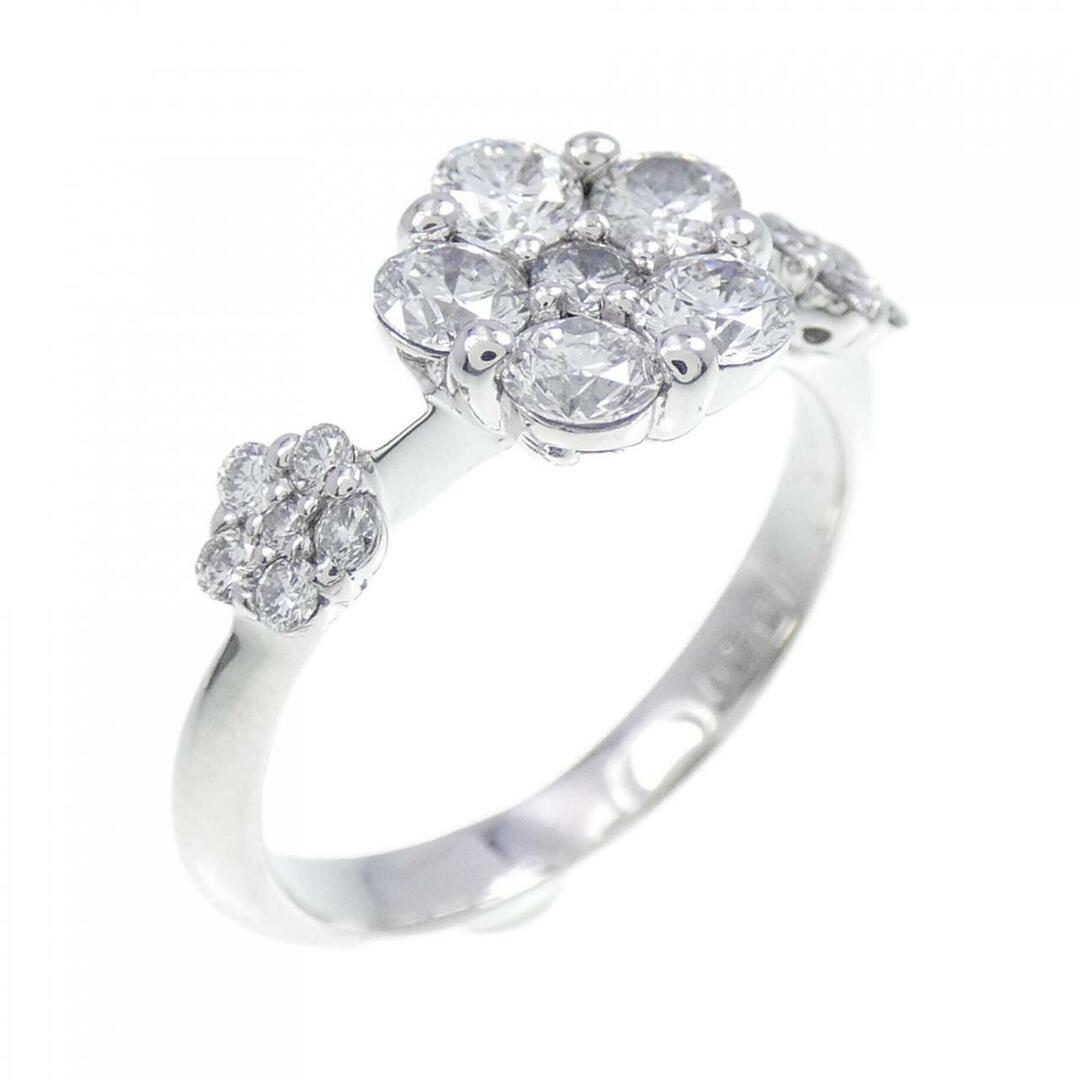 K18WG フラワー ダイヤモンド リング 0.70CT-