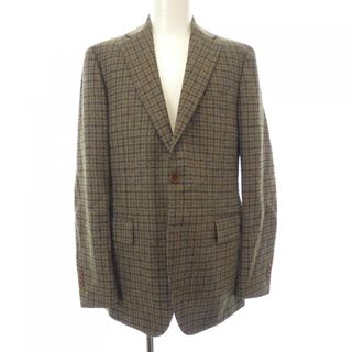 極美品 エトロ ETRO ジャケット テーラード 総柄 シルク アウター メンズ イタリア製 44(S相当) ブラック/グレー