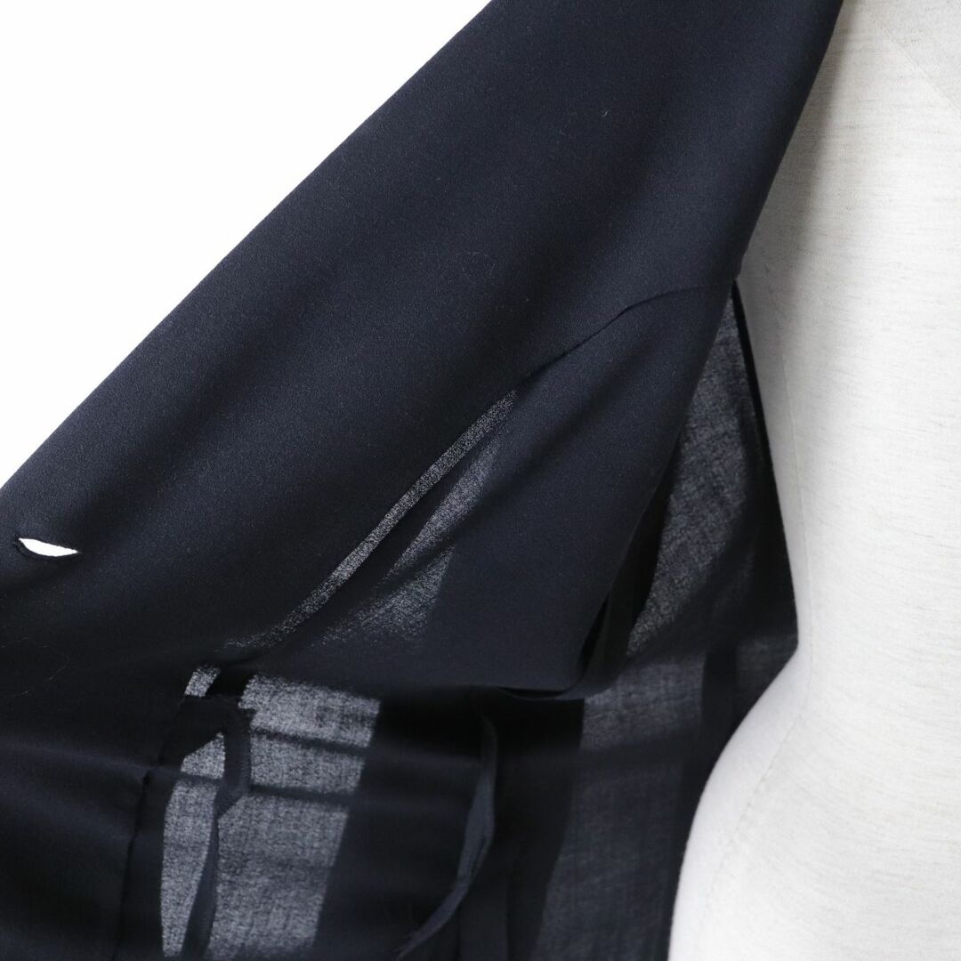 美品◎正規品 日本製 LEONARD FASHION レオナール ファッション 0331356 ウール100％ 薄手 スプリング ロングジャケット ブラック 9AR