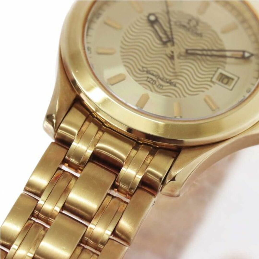 OMEGA(オメガ)のオメガ OMEGA シーマスター メンズ 腕時計 デイト ゴールド 文字盤 K18YG イエローゴールド 金無垢 クォーツ Seamaster VLP 90210439 メンズの時計(腕時計(アナログ))の商品写真