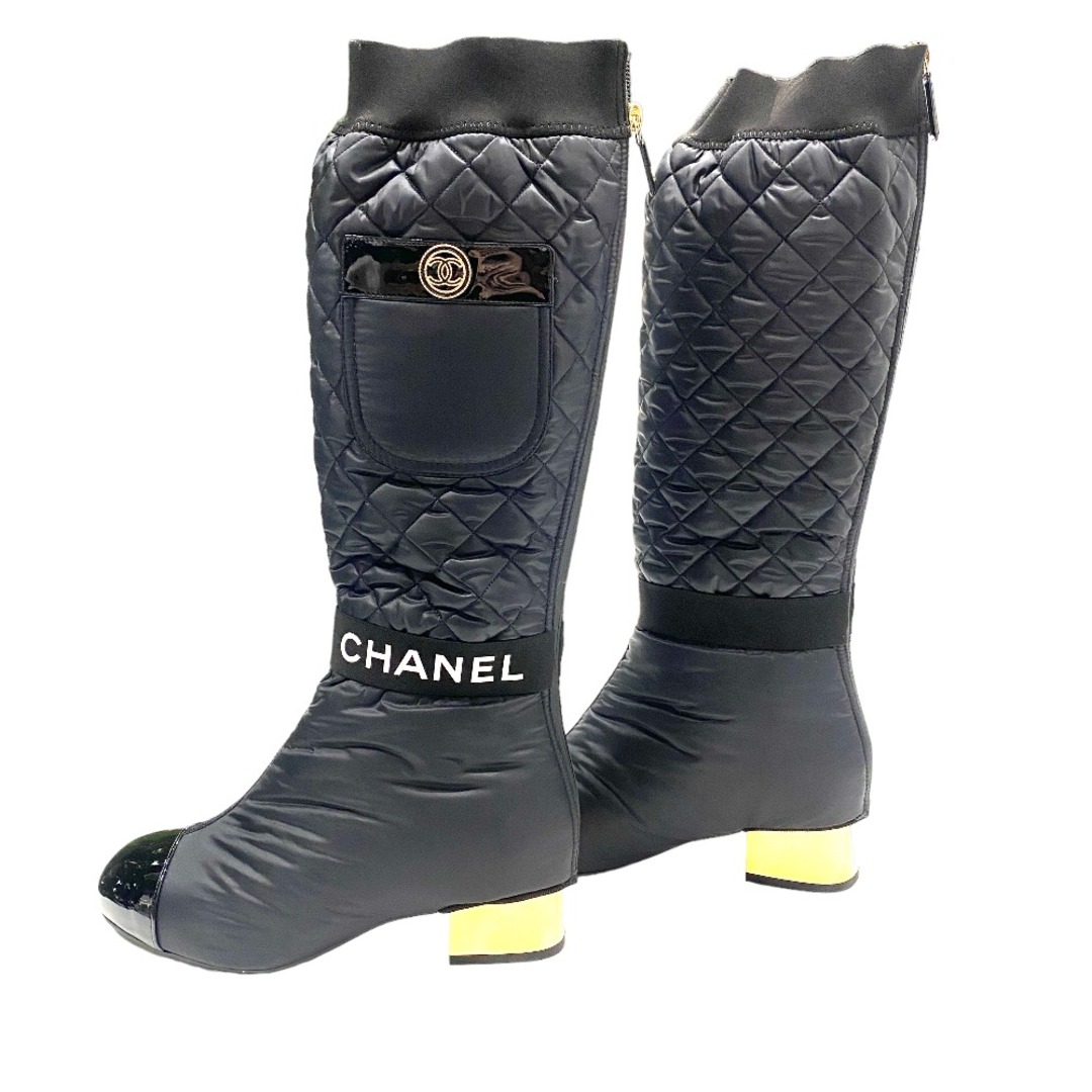 [USED/]CHANEL シャネル ブーツ 2wayブーツ ココマーク ナイロン 38 ブラック  tdc-001725-4dJP靴サイズ