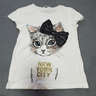 エイチアンドエム(H&M)のｷｯｽﾞ130-140👶H&M猫Tｼｬﾂ(Tシャツ/カットソー)