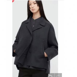 【UNIQLO】ユニクロ　ピーコート　アウター　シンプル　冬　ブラック　M