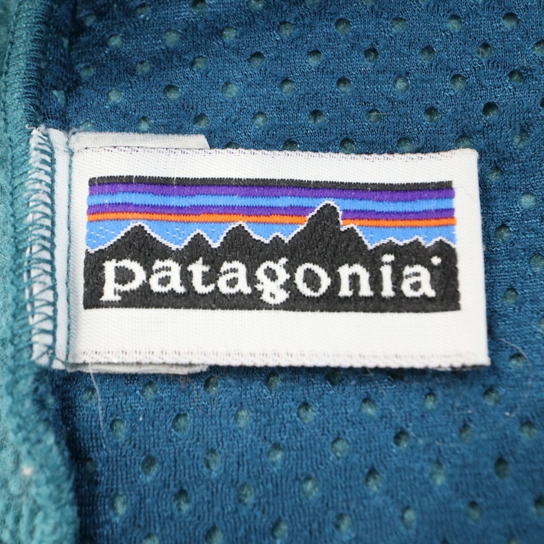 90年代 USA製 patagonia パタゴニア ベスト フリースジャケット アウトドア キャンプ 防寒 グリーン (キッズ 14)   O7268