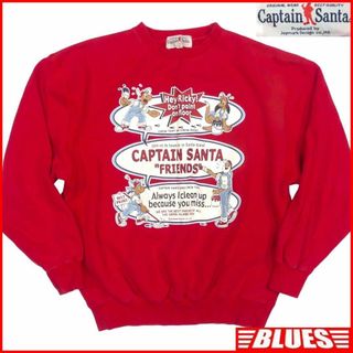 キャプテンサンタ(CAPTAIN SANTA)のスウェット 古着 メンズ トレーナー M キャプテンサンタ 赤 NR3513(スウェット)