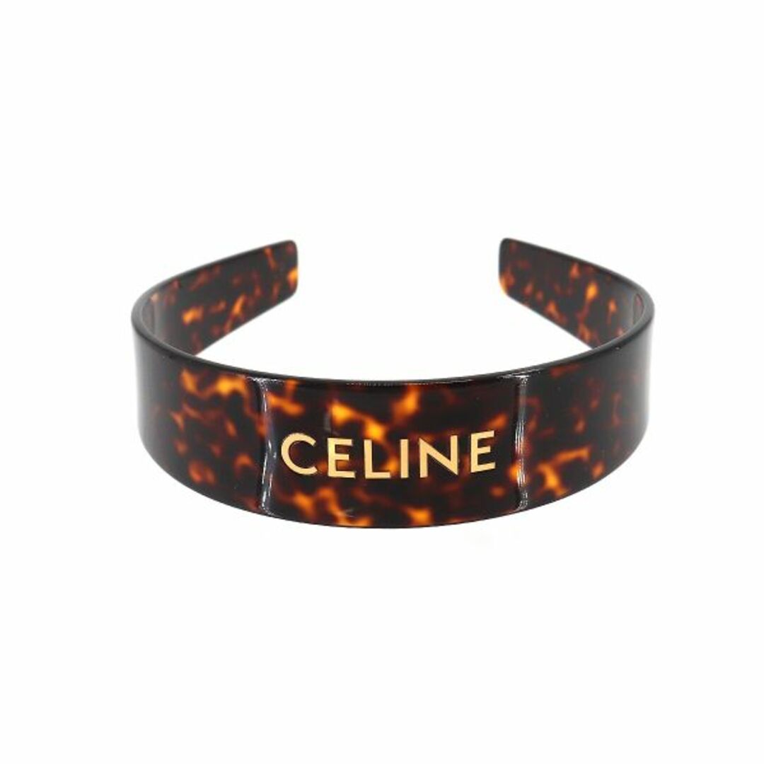 未使用 展示品 セリーヌ CELINE ロゴ ヘッドバンド カチューシャ べっ甲柄 プラスチック ダークハバナ ゴールド 46Y376CEA VLP 90208370 4