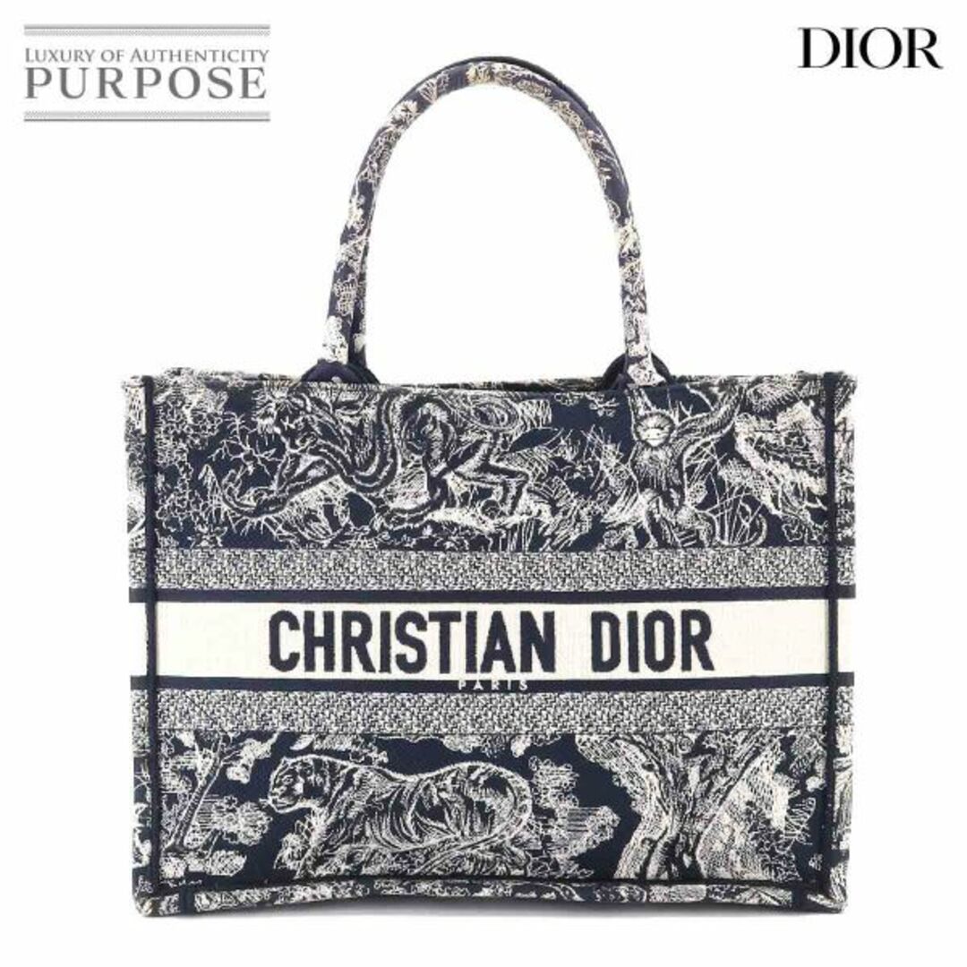 クリスチャン ディオール Christian Dior エンブロイダリー ブック トート ミディアム バッグ キャンバス ネイビー VLP 90208842