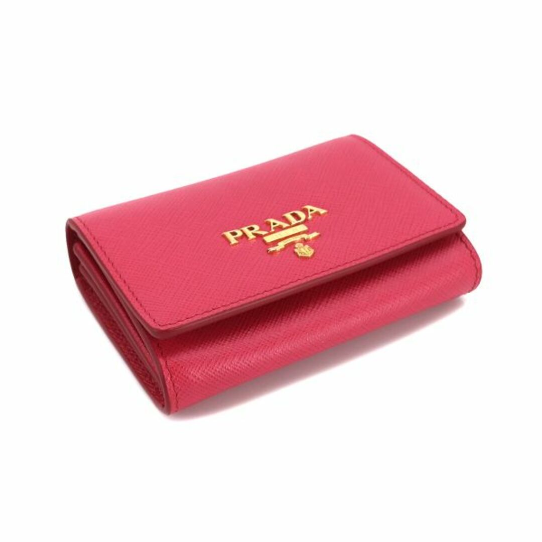 未使用 展示品 プラダ PRADA サフィアーノ カードケース 二つ折り 小銭入れ レザー ピンク 1MH026 ゴールド 金具 VLP  90209269