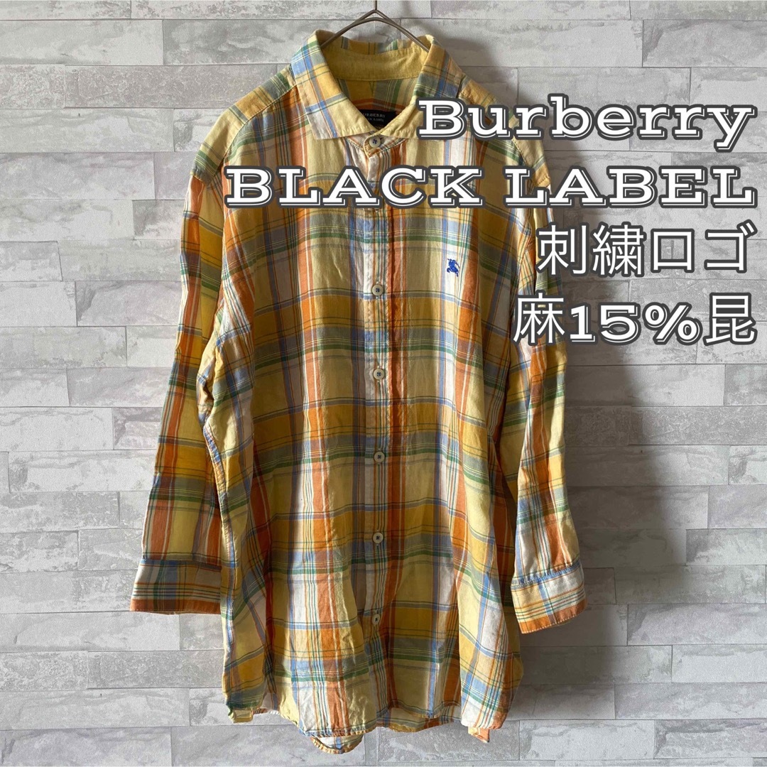 BURBERRY BLACK LABEL(バーバリーブラックレーベル)の麻昆★バーバリーブラックレーベル★7分袖★刺繍ロゴ★チェックシャツ レディースのトップス(シャツ/ブラウス(長袖/七分))の商品写真