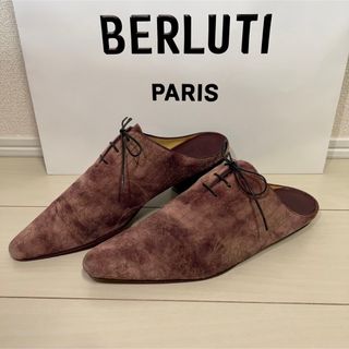 極美品□BERLUTI/ベルルッティ カリグラフィ スクリット レザー コインローファー/フラットシューズ/モカシン ボルドー系 6 イタリア製約285cmワイズ幅