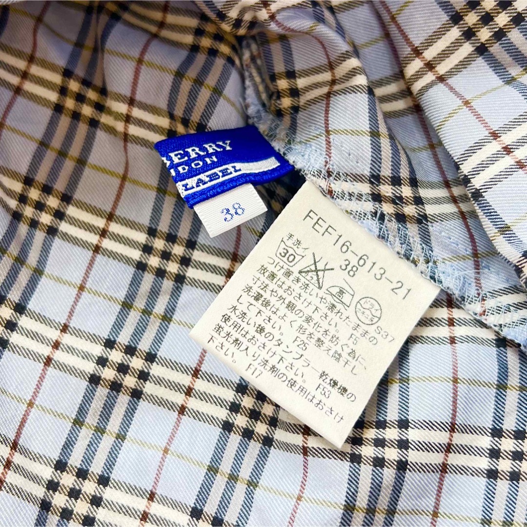 BURBERRY BLUE LABEL(バーバリーブルーレーベル)の【BURBERRY BLUE LABEL】(38)チェック 刺繍 シャツ レディースのトップス(シャツ/ブラウス(半袖/袖なし))の商品写真