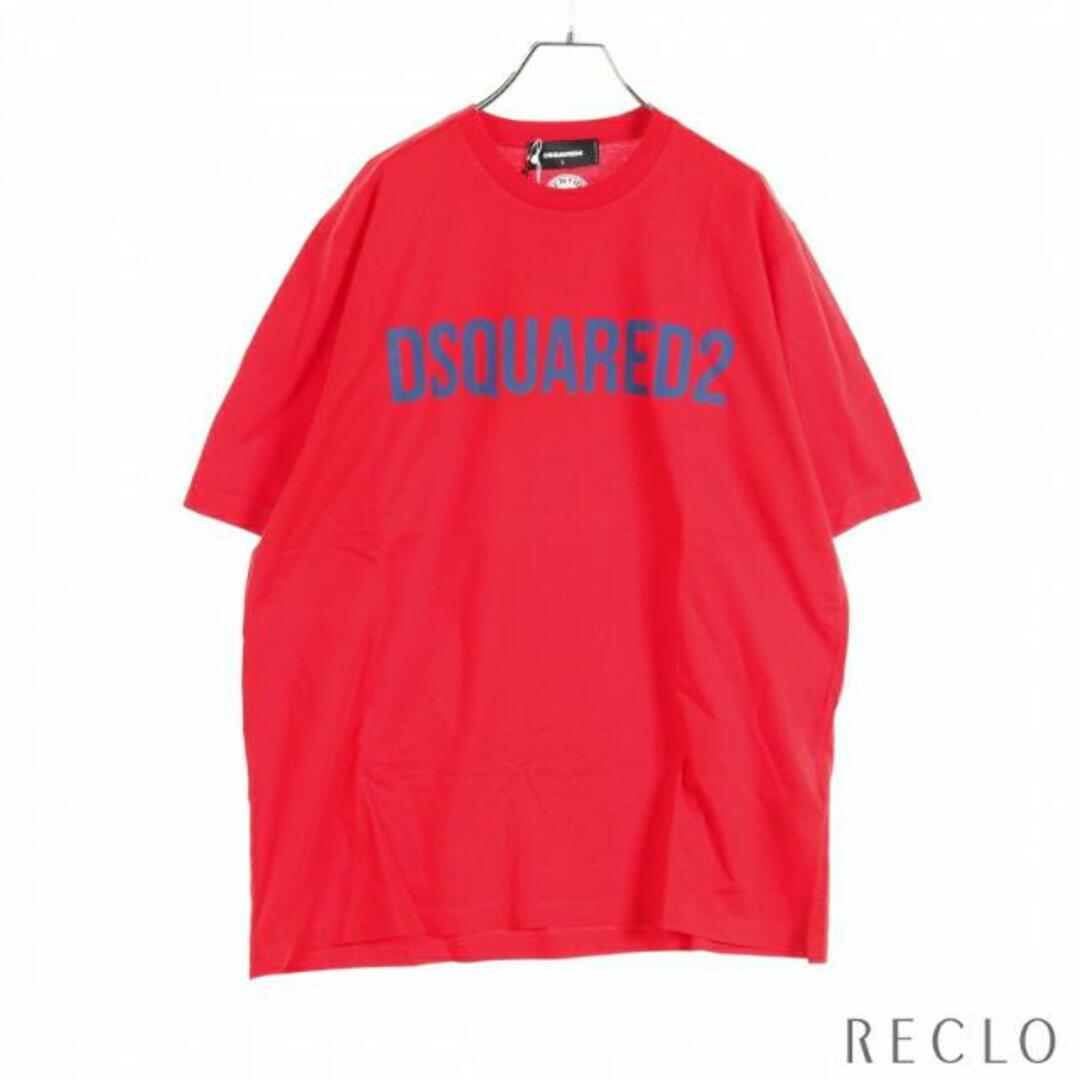 Tシャツ クルーネック ロゴプリント コットン レッド ブルー