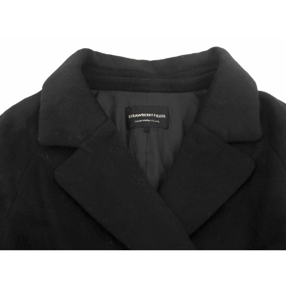STRAWBERRY-FIELDS ストロベリーフィールズ ウール混 ショート コート 黒 ◆■ レディース