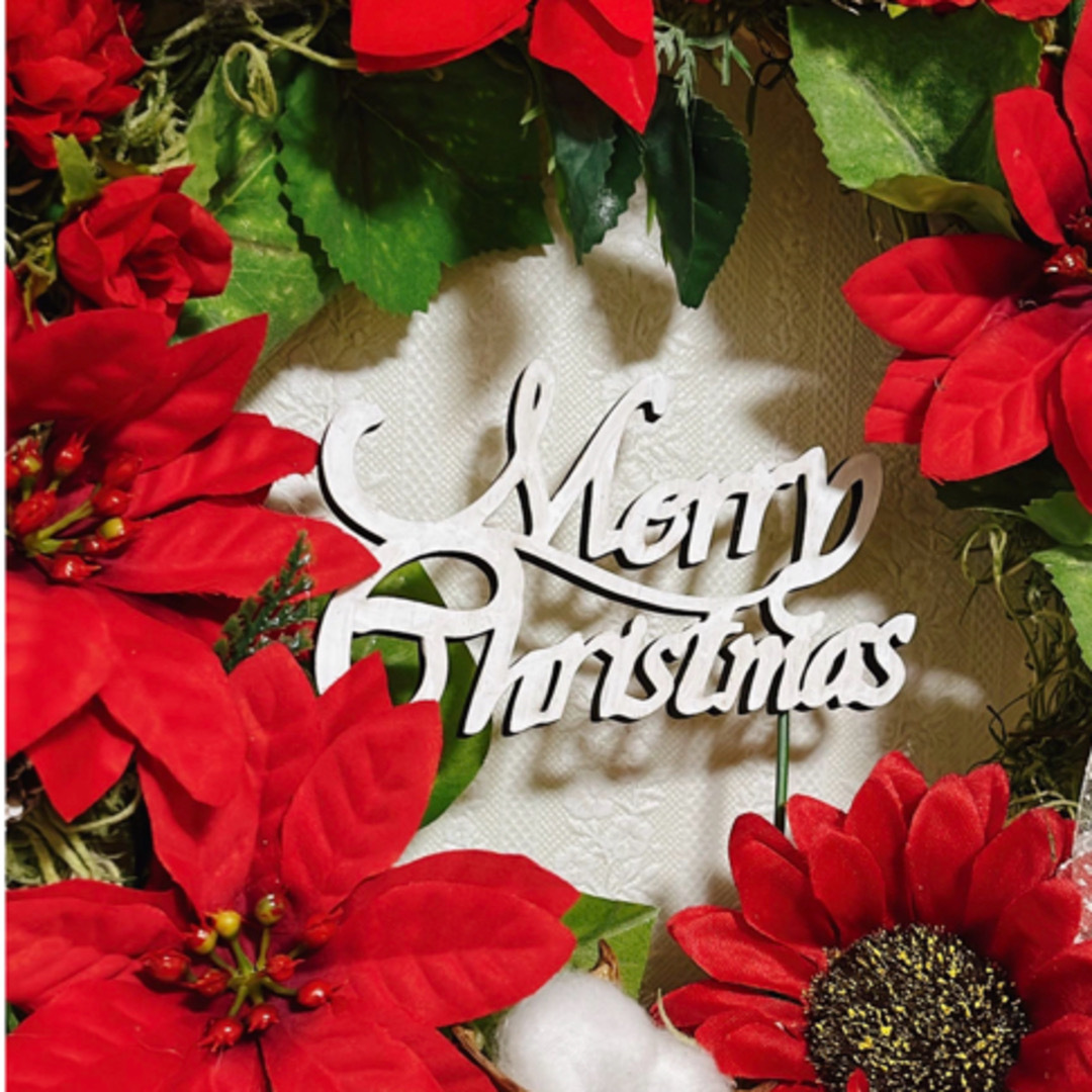 クリスマスリース　ポインセチア ハンドメイドのフラワー/ガーデン(リース)の商品写真