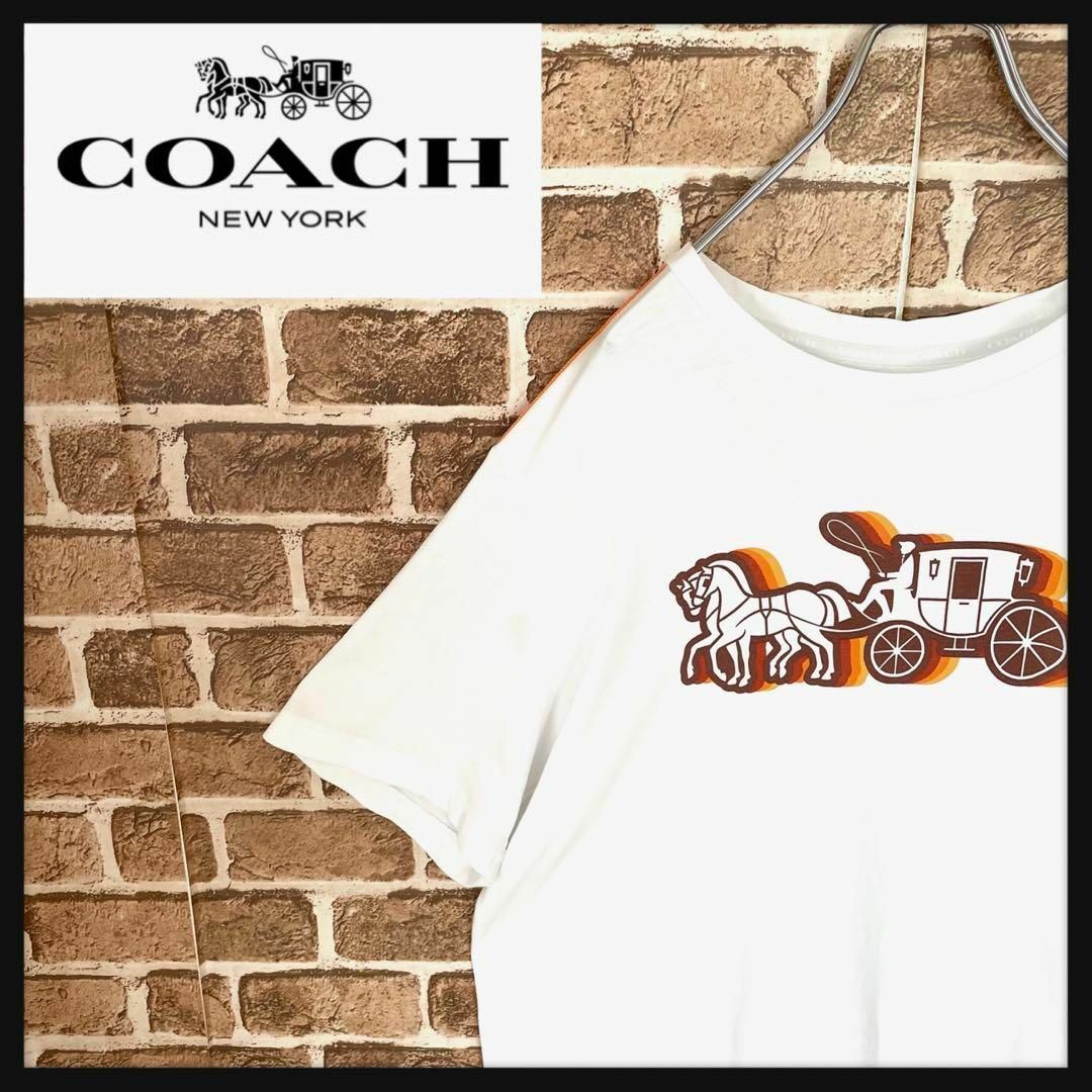 【即完売】コーチ　馬車ロゴTシャツ　エポレッド　大きめ　白