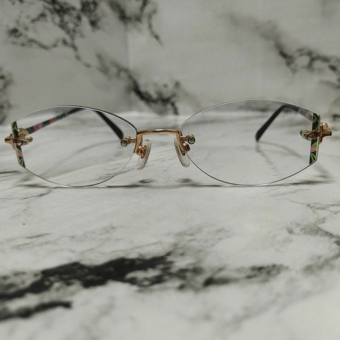 1946超美品　レオナール　メガネ　眼鏡　度弱　J35A　超定番花柄　宝飾 8