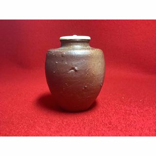 茶入　備前　紫岡紘一造【中古美品】(陶芸)