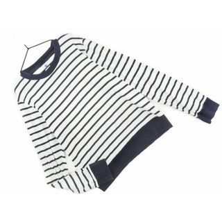 プチバトー(PETIT BATEAU)のPETIT BATEAU プチバトー ボーダー 長袖 Tシャツ size1/白ｘ紺 ◇■ レディース(Tシャツ(長袖/七分))