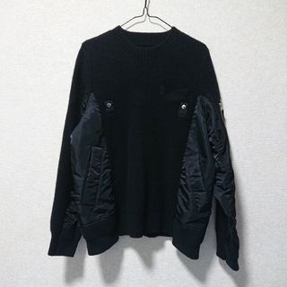 19ss sacai Dr.woo 刺繍ハイネック半袖ポンチョ ニット 黒2-