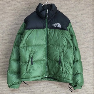 【ノースフェイス】ヌプシダウンジャケット　緑　700　刺繍　ワンポイントロゴKA
