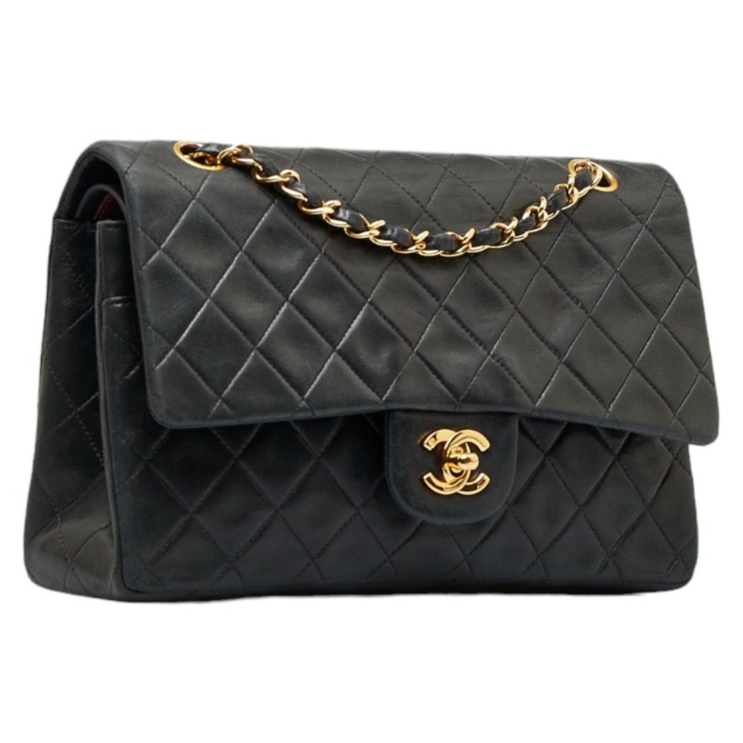 シャネル マトラッセ25 ココマーク ダブルフラップ チェーン ショルダーバッグ レザー レディース CHANEL 【214-22031】