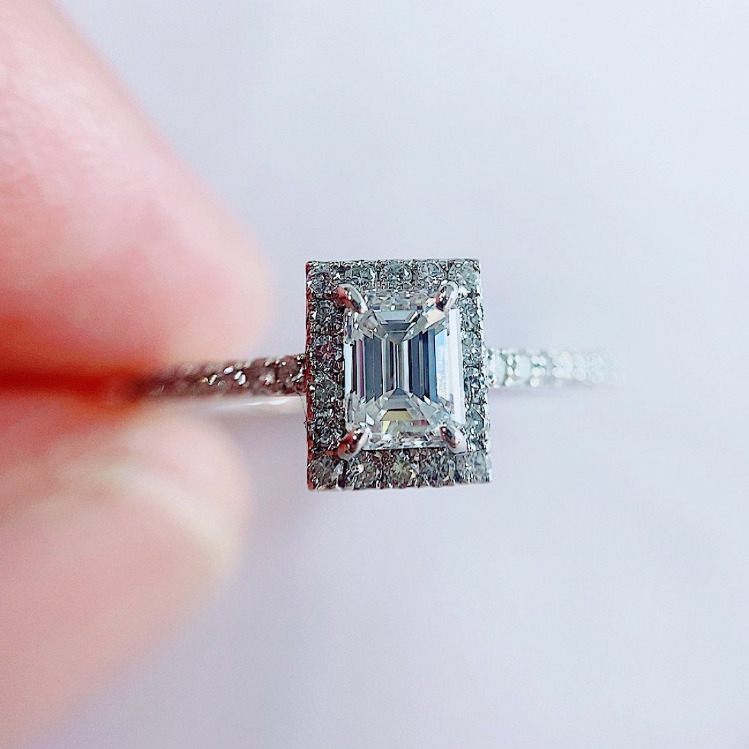 ★0.508ct0.25ct★✨ E,VS-2スクエアカットダイヤリング指輪1ct