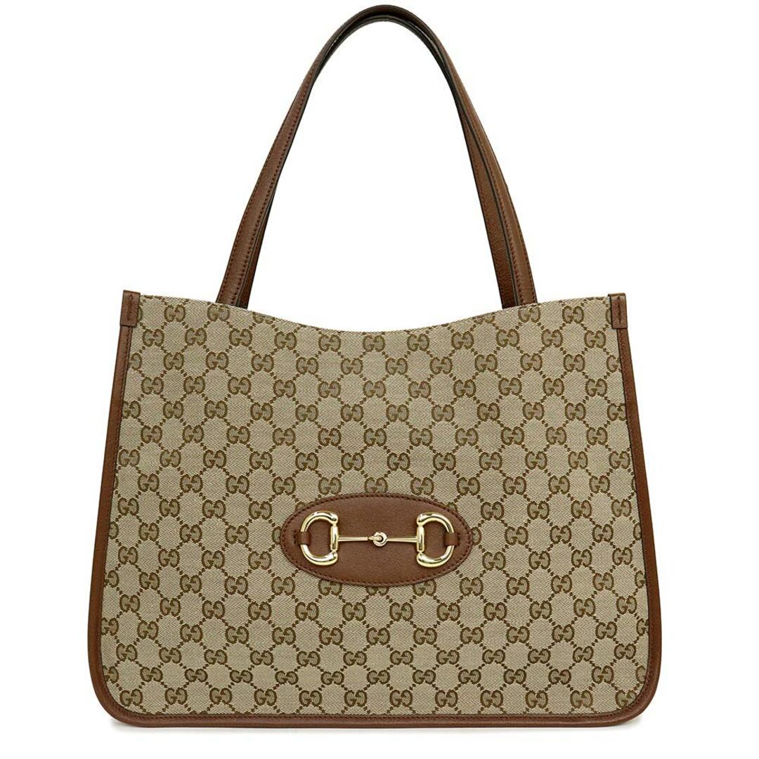 Gucci - グッチ ホースビット 1955 トートバッグ GGキャンバス レザー Gucci - グッチ ホースビット 1955 トートバッグ GGキャンバス レザー