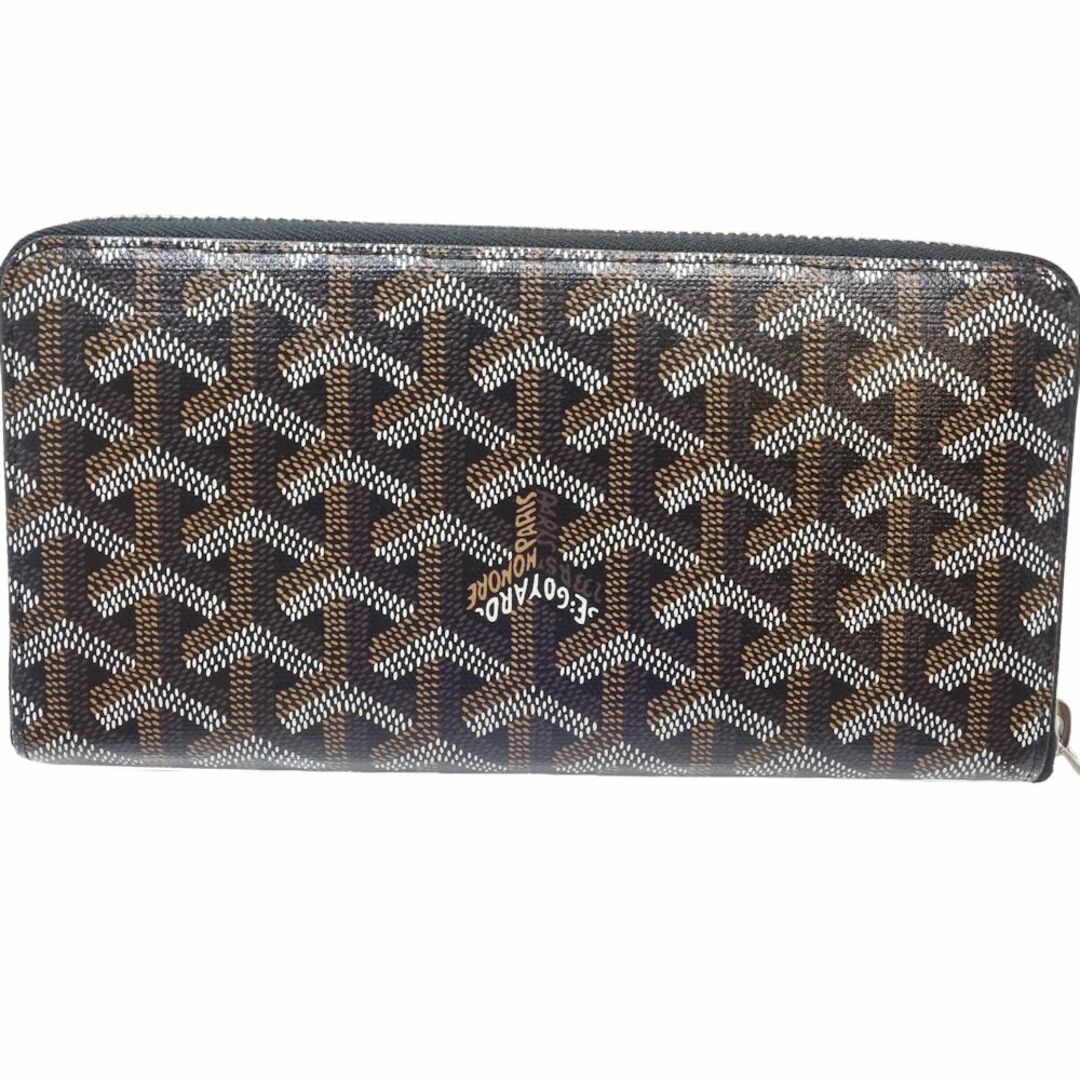 GOYARD ゴヤール ラウンドファスナー マティニョンGM 長財布 PVCxレザー  ブラック ブラウン/083923