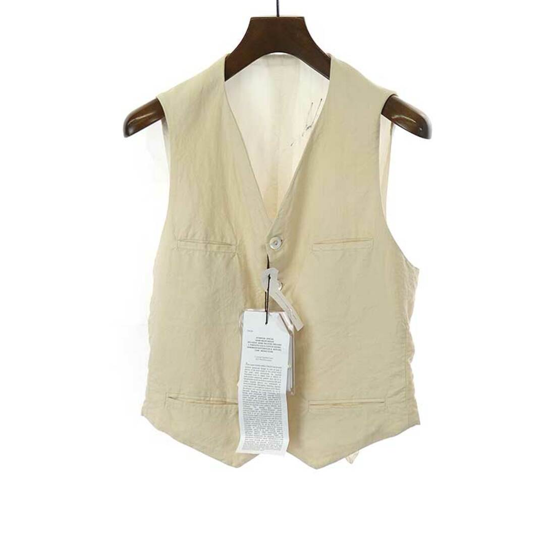 GEOFFREY B.SMALL ジェフリービースモール 22SS single breasted vest コットンリネンジレベスト ベージュ M