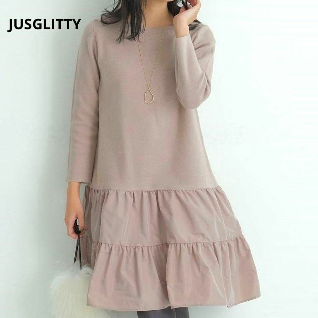 美品✨JUSGLITTY ジャスグリッティー 異素材ドッキングワンピース 1