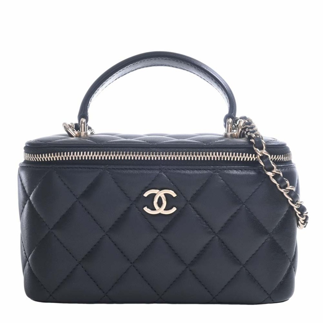 CHANEL シャネル ラムスキン マトラッセ ココマーク 2WAY バニティバッグ チェーン ショルダーバッグ - ブラック by