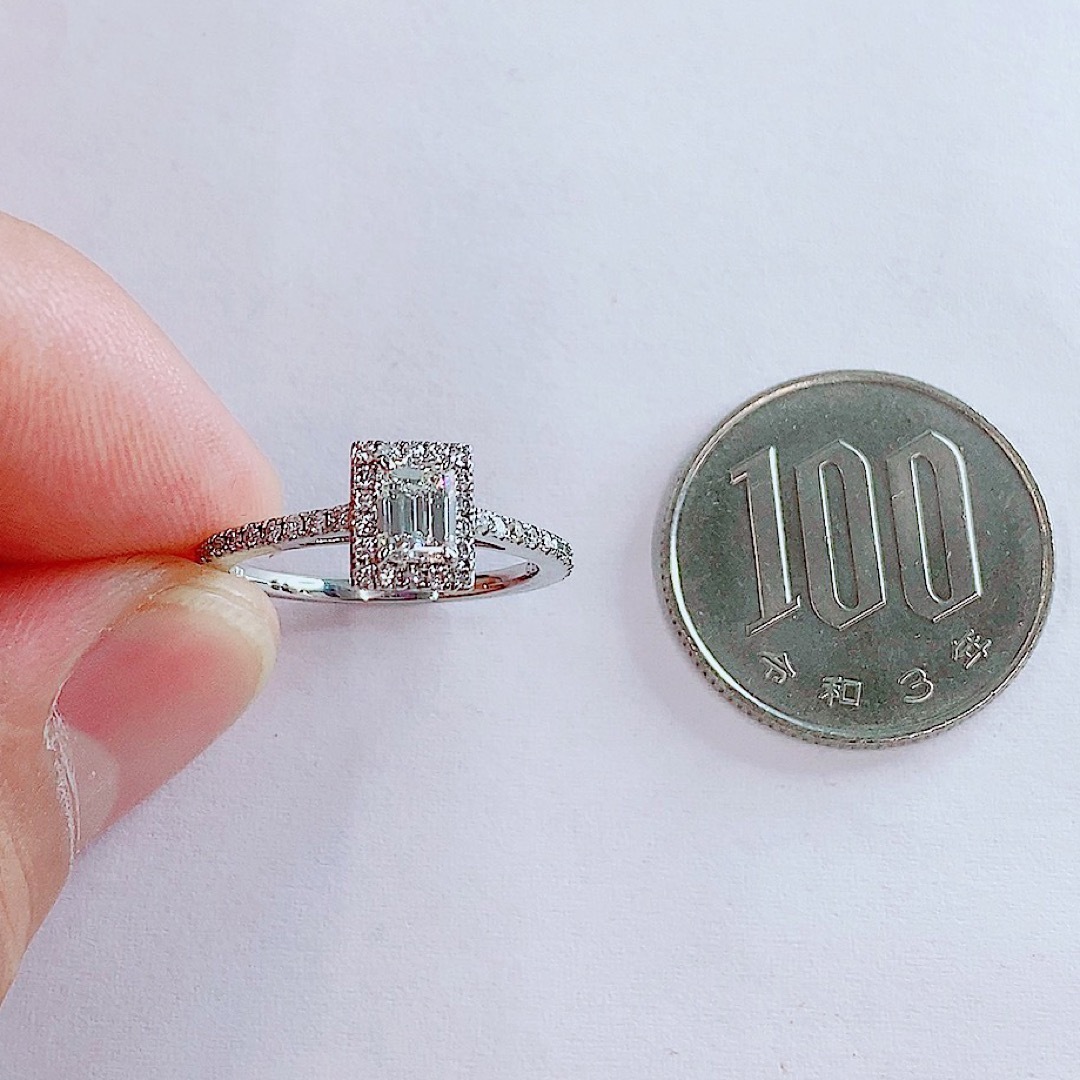 大粒★0.500ct0.25ct★✨ G,VS-2エメラルドカットダイヤリング指輪