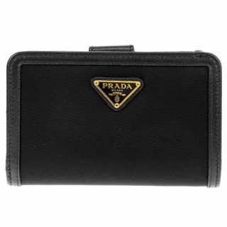 プラダ(PRADA)の未使用 正規品 プラダ 二つ折り財布 レディース ブラック 黒 レザー ボタン式(財布)