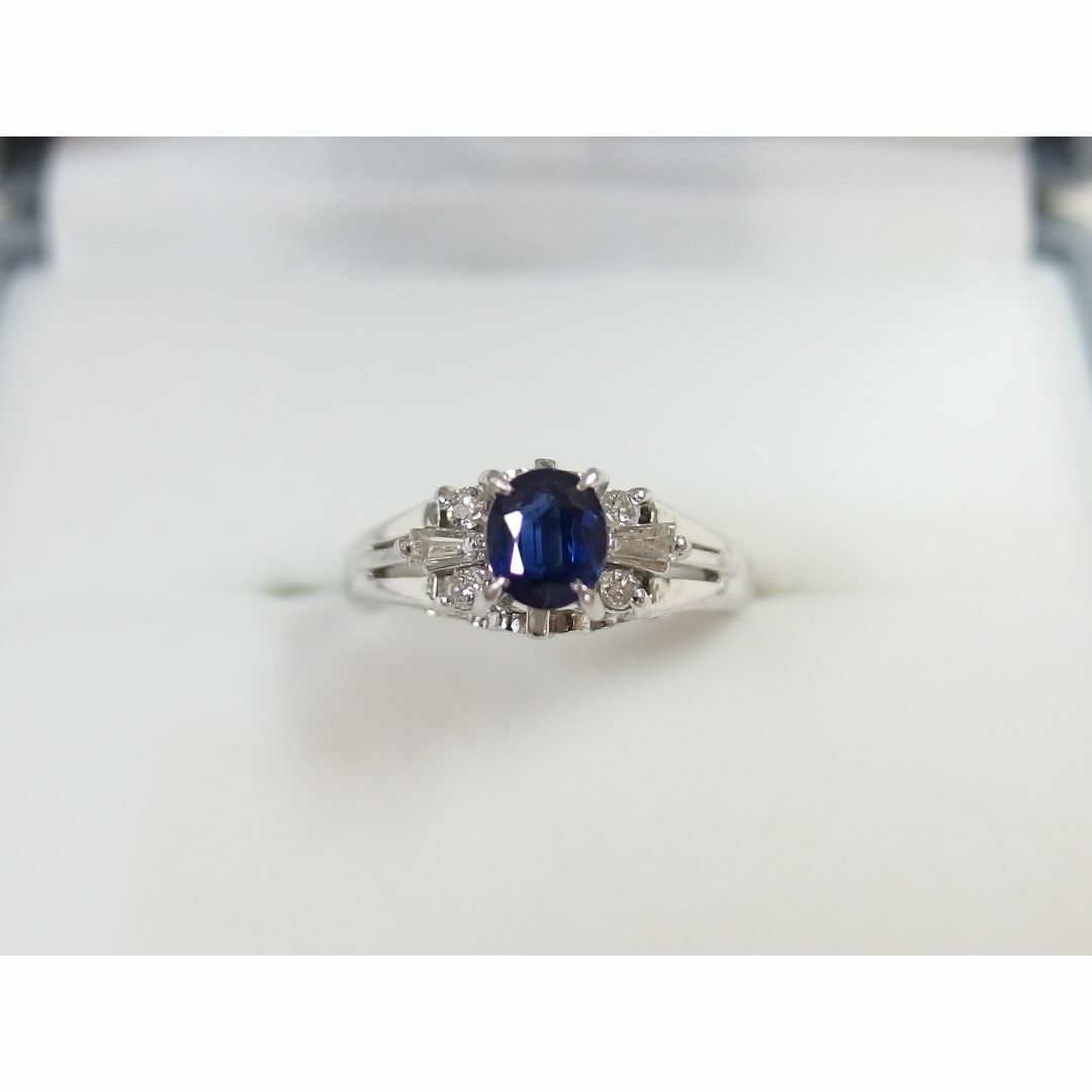 R4106Pt900 サファイア0.45ct ダイヤ0.15ct 5号 リング