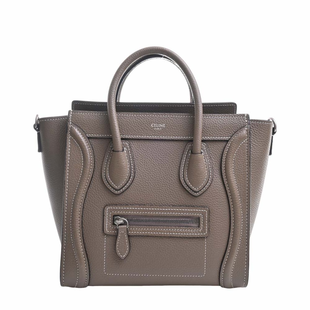 Celine セリーヌ レザー ラゲージ ナノショッパー 2WAY ハンドバッグ - グレージュ by