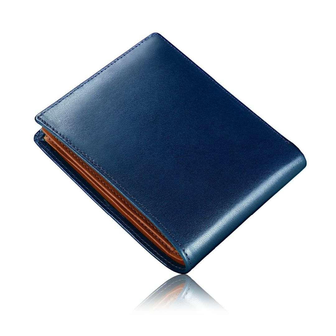 【色: シャインブルー】ファブリツィオ 財布 メンズ 二つ折り ボックス型 小銭