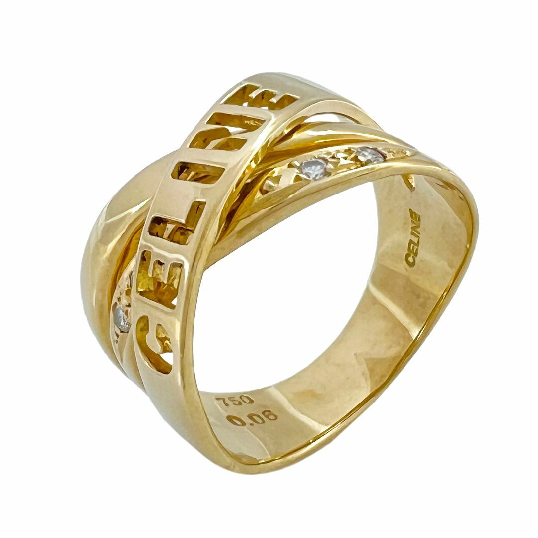 セリーヌ　リング　ヴィンテージ　ロゴ　ダイヤモンド　K18　YG　12号　指輪