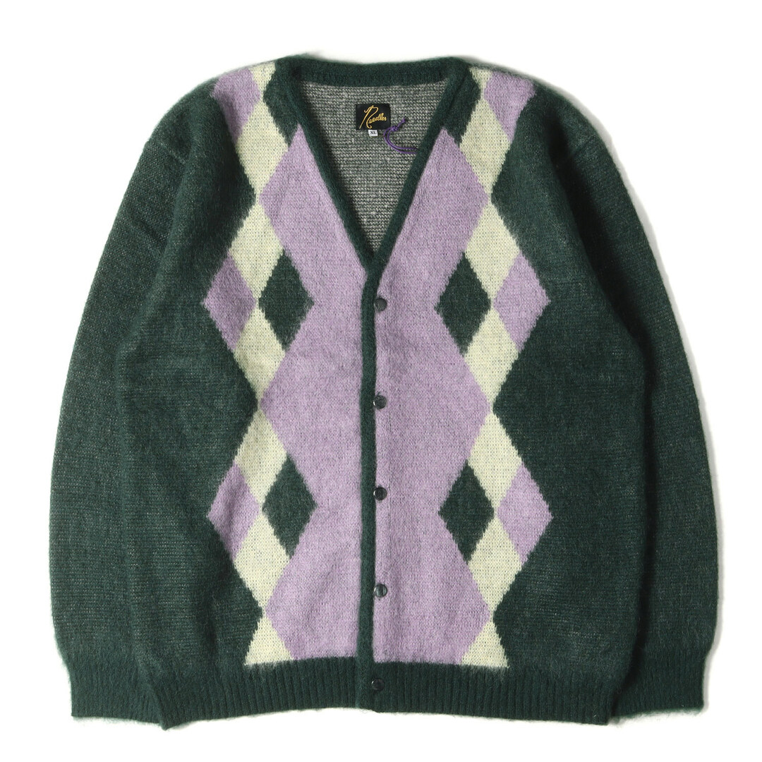 NEEDLES ニードルズ カーディガン サイズ:XL 22AW ダイアモンド 柄 モヘア ニット カーディガン Mohair Cardigan Diamond LQ272 トップス セーター 長袖 グリーン 日本製【メンズ】カーディガン