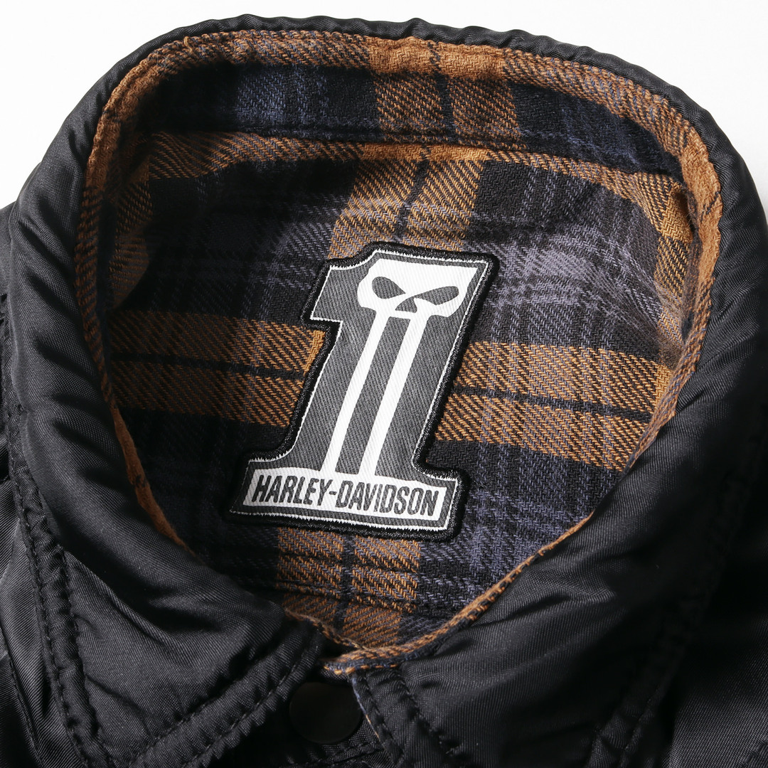 HARLEY-DAVIDSON ハーレーダビッドソン ジャケット サイズ:L 18AW チェックネル キルティング リバーシブル シャツジャケット  ブラウン ネイビー ブラック アウター ブルゾン 【メンズ】【中古】