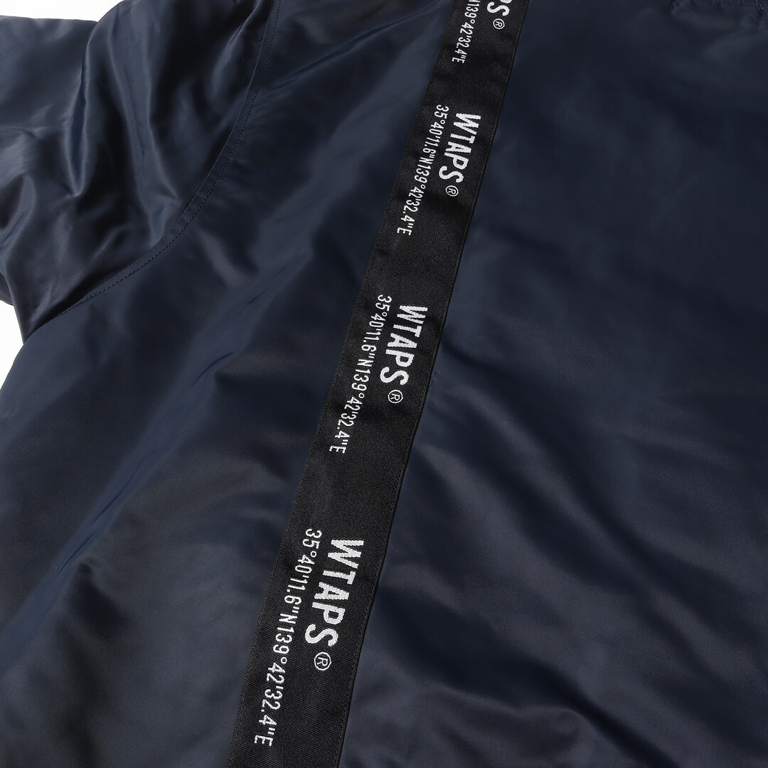 WTAPS ダブルタップス ジャケット サイズ:L 22AW テープロゴ ナイロン チーム ジャケット スタジャン TEAM JACKET  NYLON. TWILL. UT813 ネイビー 紺 アウター ブルゾン 【メンズ】【中古】【美品】