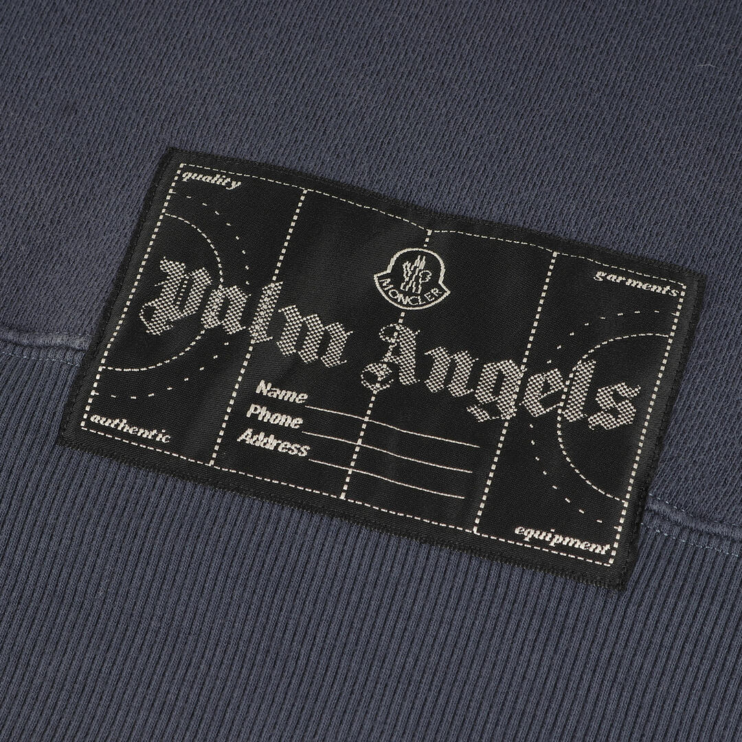 MONCLER モンクレール スウェット サイズ:M 22AW Palm Angels ロゴ スリーブ 切替 モックネック スウェットシャツ SWEATSHIRT H209L8G00011 M2513 トップス トレーナー プルオーバー 裏毛 GENIUS ネイビー イタリア製 【メンズ】