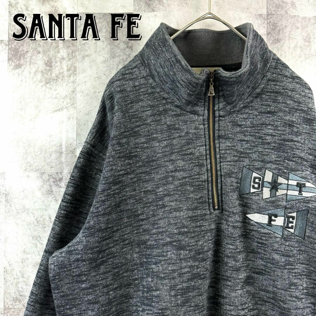 santa fe サンタフェ ハーフジップ スウェット 刺繍ロゴ グレー XL