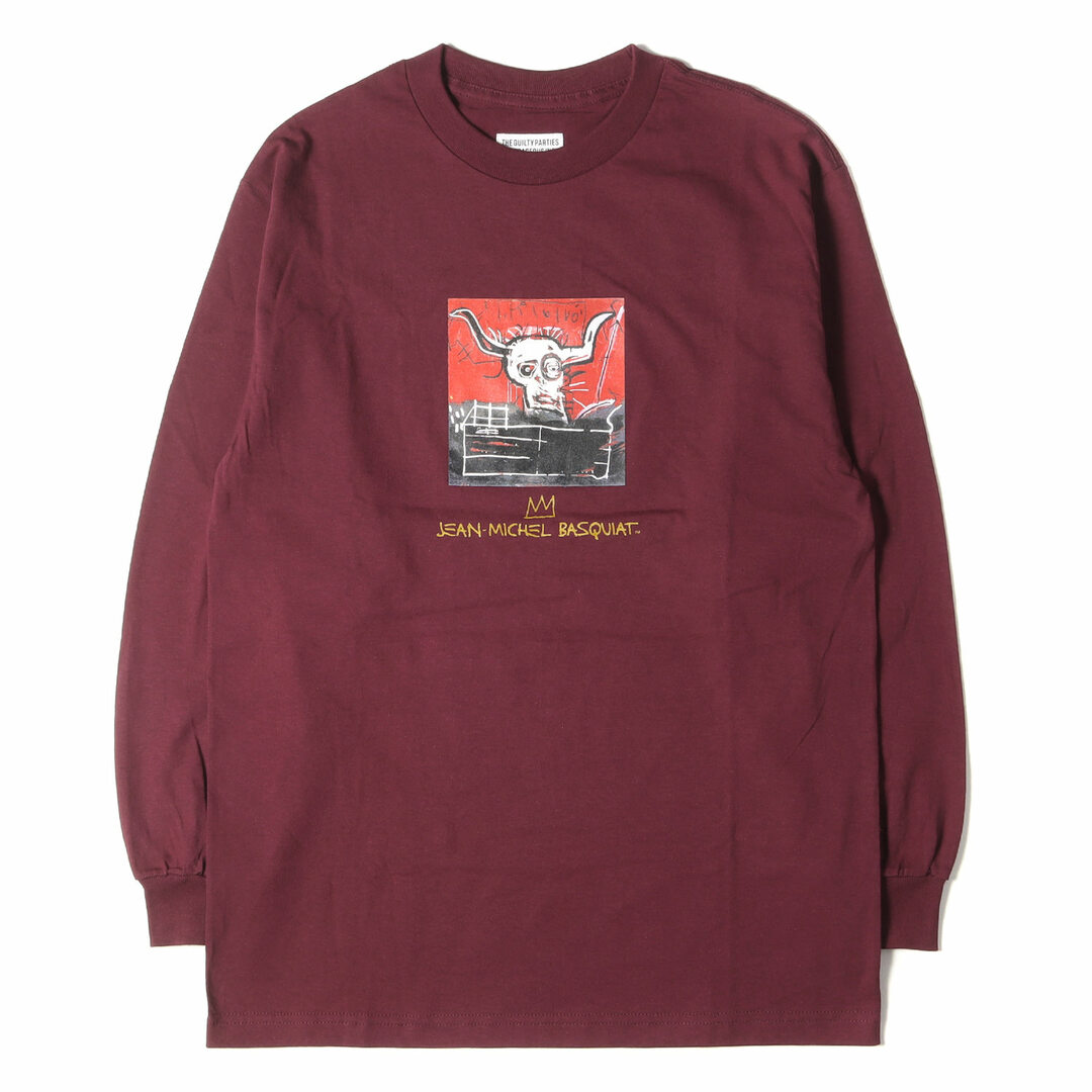 WACKO MARIA ワコマリア Tシャツ サイズ:M 23SS JEAN-MICHEL BASQUIAT バスキア アート プリント ロングスリーブ Tシャツ CREW NECK LONG SLEEVE T-SHIRT バーガンディー トップス カットソー 長袖 コラボ【メンズ】