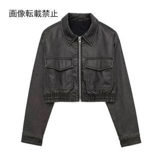 🤎10月新作🎻12608◆フェイクレザー ジッパー ジャケット(ブルゾン)