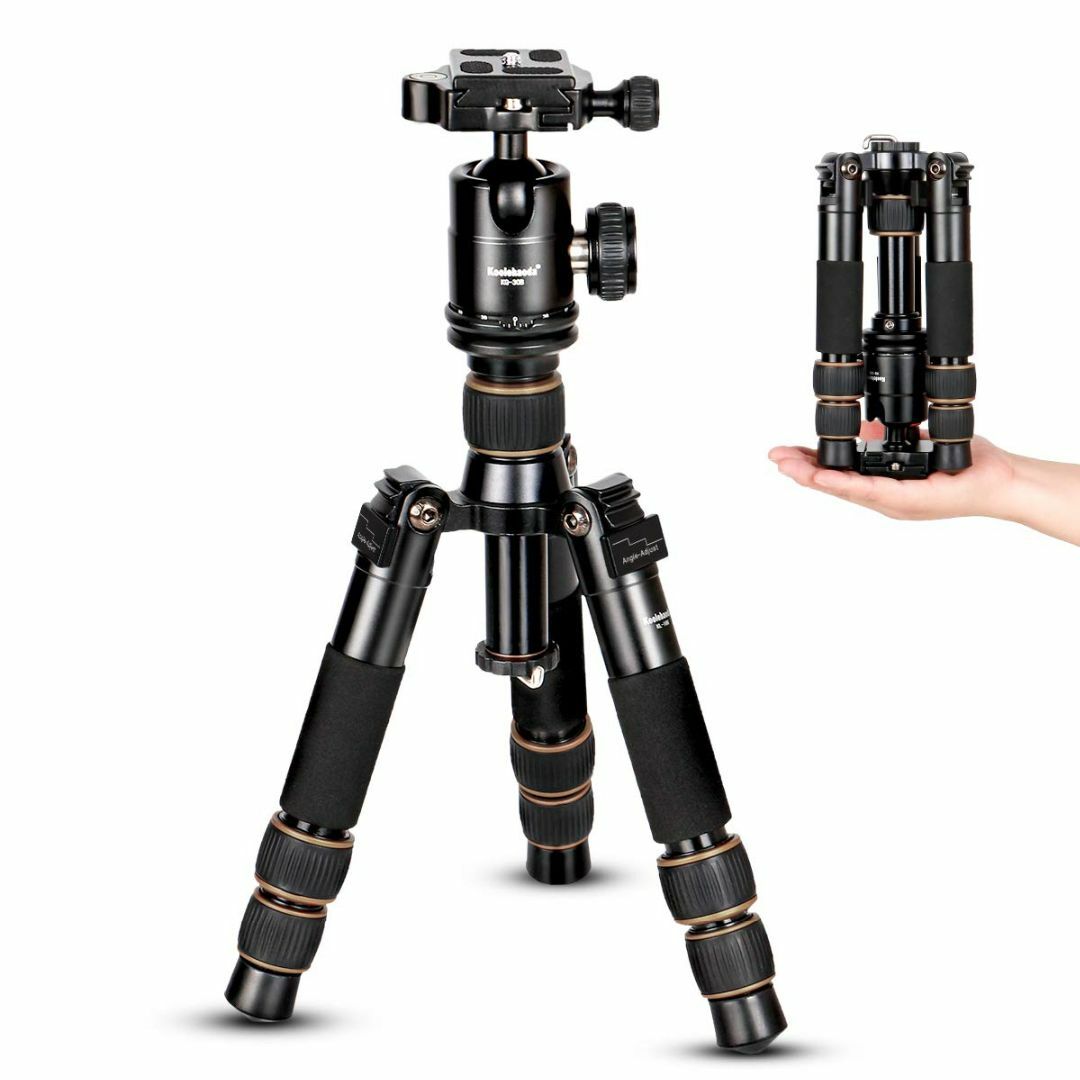 Koolehaodaポータブルミニ三脚-卓上三脚、高さ調節可能22.5-55cmカメラ
