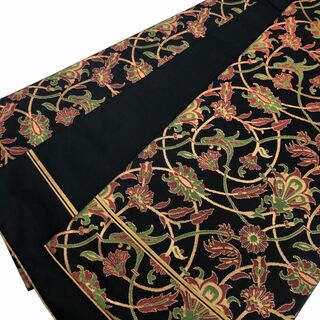 O 袋帯 織悦 鮮やかな花唐草模様 金糸 黒色の通販 by リユース